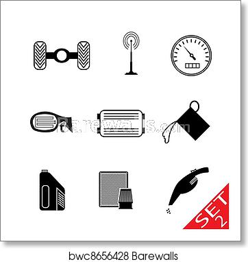 362x382 Car Parts Icon Set Art Print Barewalls Posters Prints
