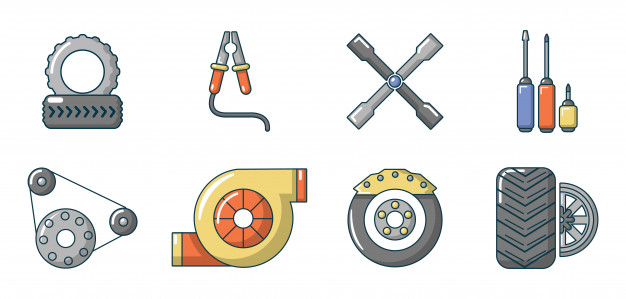 626x299 Car Parts Icon Set Cartoon Set Of Car Parts Vector Icons Set