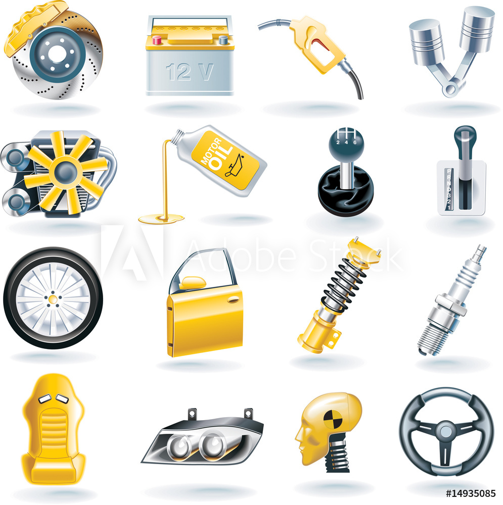995x1000 Fotografie, Obraz Vector Car Parts Icon Set Posters Cz