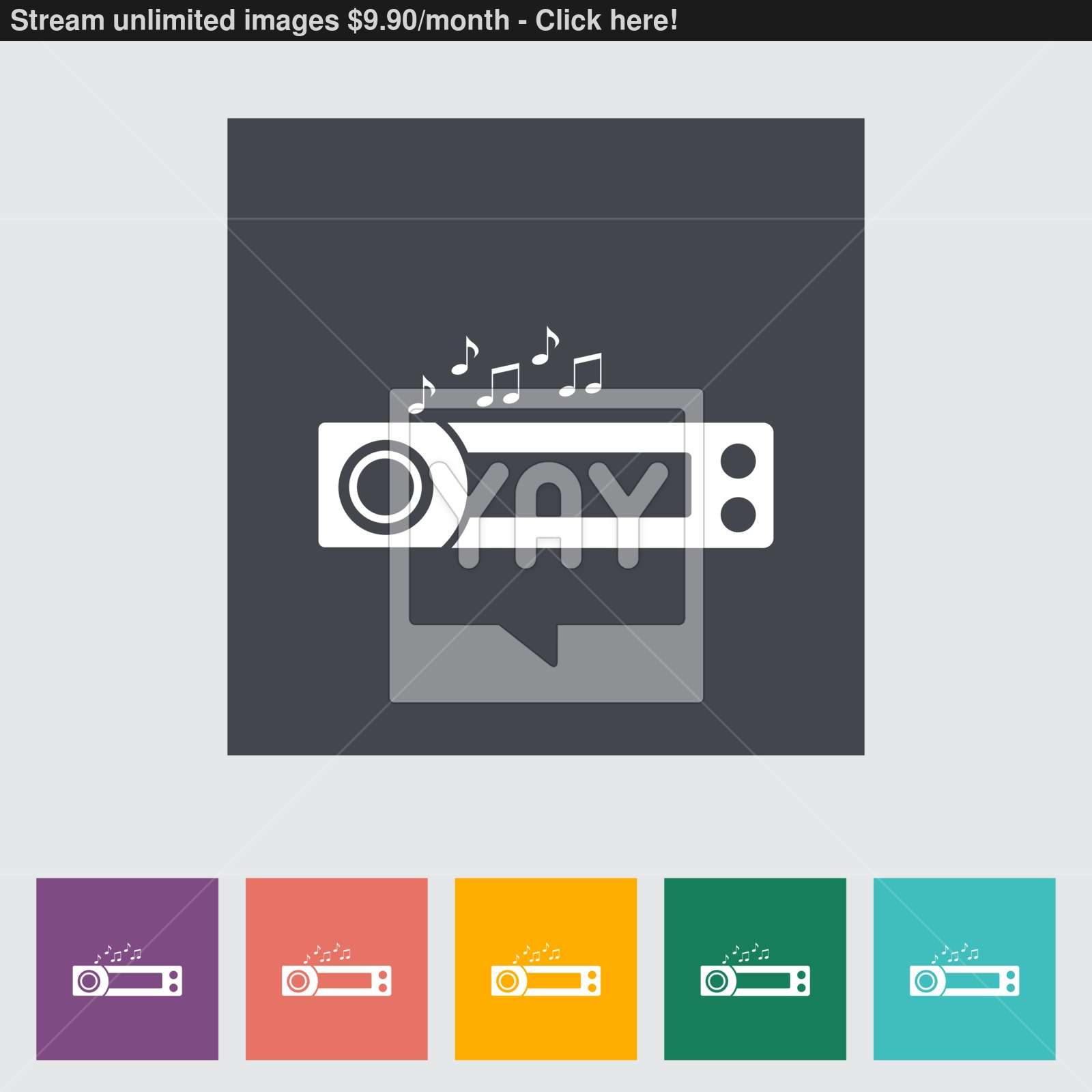 1600x1600 Car Radio Flat Icon Vector