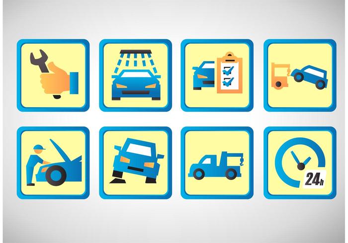 Car Repair Vector Icon Set 700x490 Car Repair Vector Icon Set