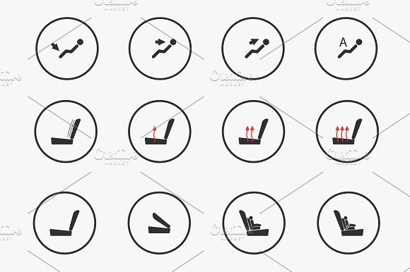 580x386 Modern Set Of Car Seats Graphics Modern Set Of Car Seat Icons