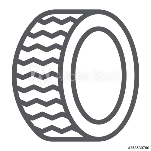 500x500 Car Tire Line Icon, Auto And Part, Wheel Sign, Vector Graphics