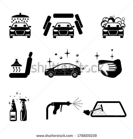 450x470 Car Wash Four Variants Car Wash Icons Set Car Wash Car Wash