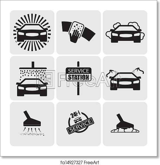 561x581 Free Art Print Of Car Wash Icons