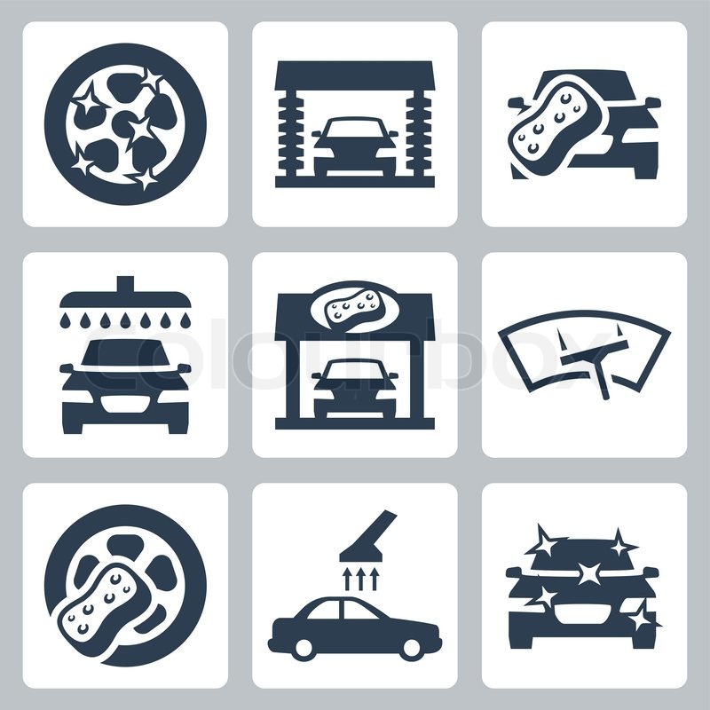800x800 Vector Car Wash Icons Set Stock Vector Colourbox