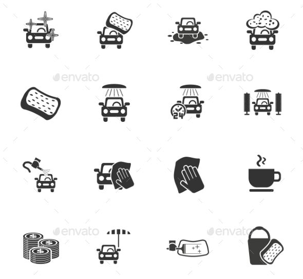 590x543 Car Wash Service Web Icons For User Interface Design Icon Design