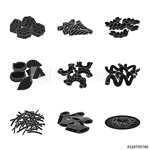 500x500 Vector Illustration Of Pasta And Carbohydrate Symbol Set Of Pasta