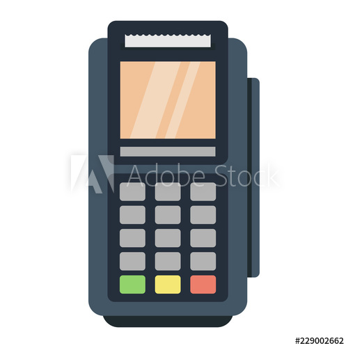 500x500 Simple, Flat Credit Card Reader Icon Isolated On A White