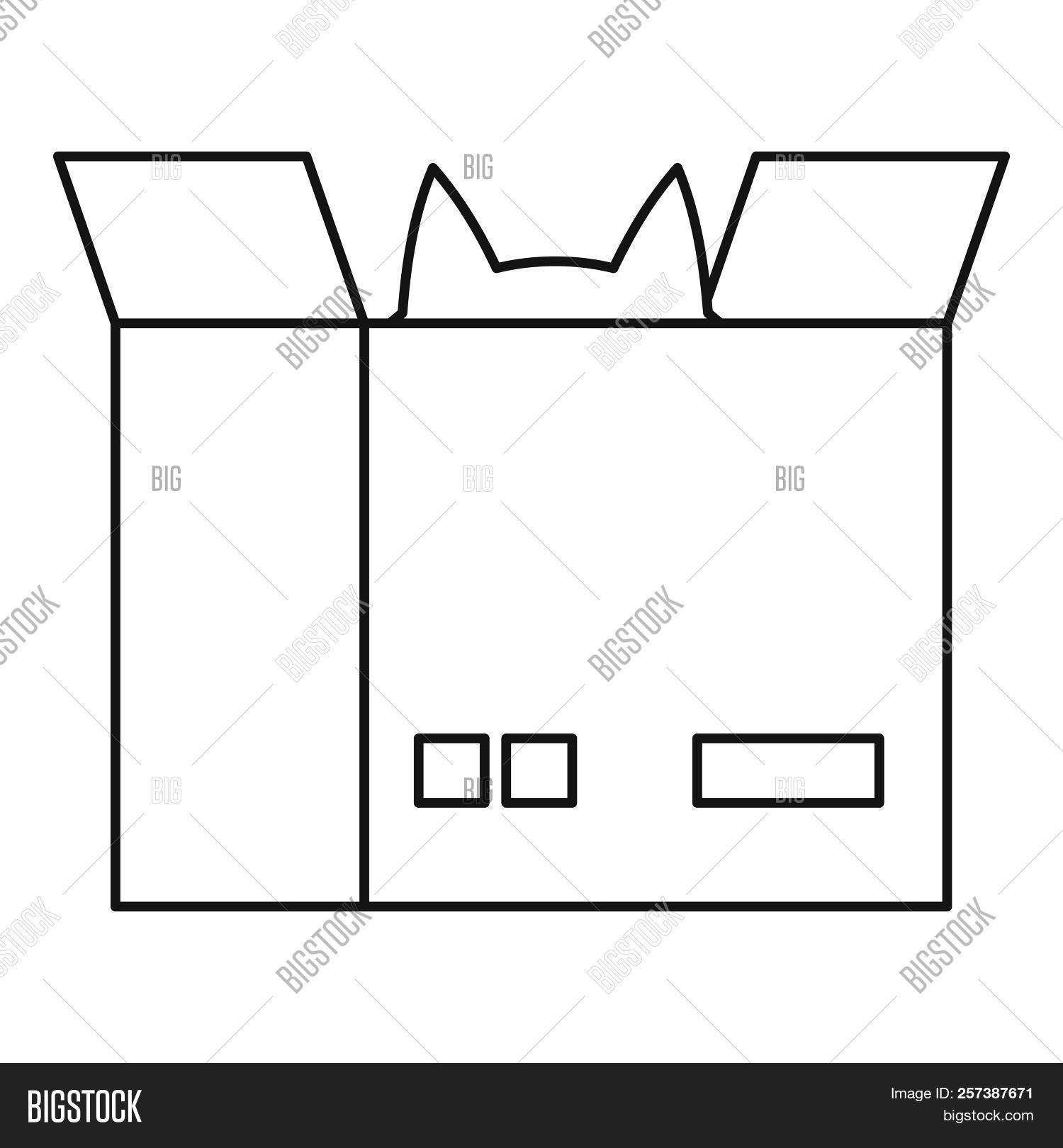 1500x1620 Cat In A Cardboard Box Icon Outline Illustration Of Cat Image