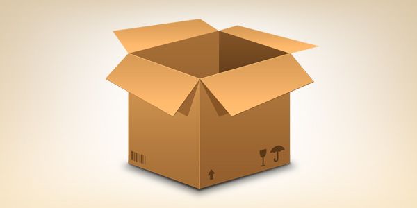 600x300 Realistic Cardboard Box Icon