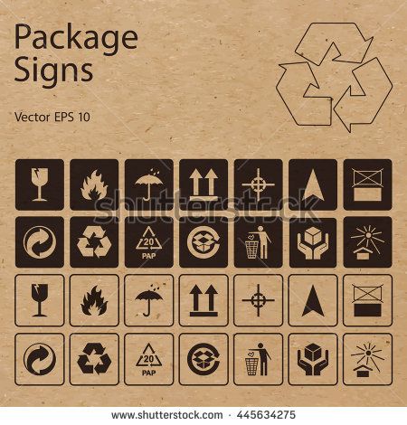 450x470 Vector Packaging Symbols On Vector Cardboard Background Shipping