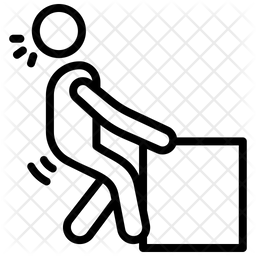 256x256 Man Pulling Cardboard Icon Of Line Style