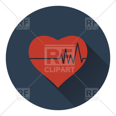400x400 Flat Design Icon Of Heart With Cardio Diagram Vector Image