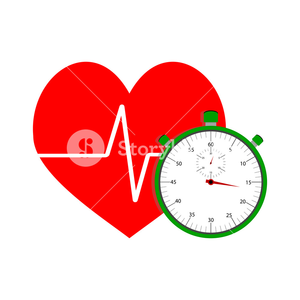 1000x1000 Heart Pulse Icon Heart And Stopwatch Vector Cardio Training