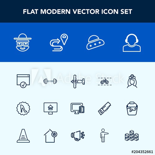 500x500 Modern, Simple Vector Icon Set With Airplane, Frame, Plane, Estate