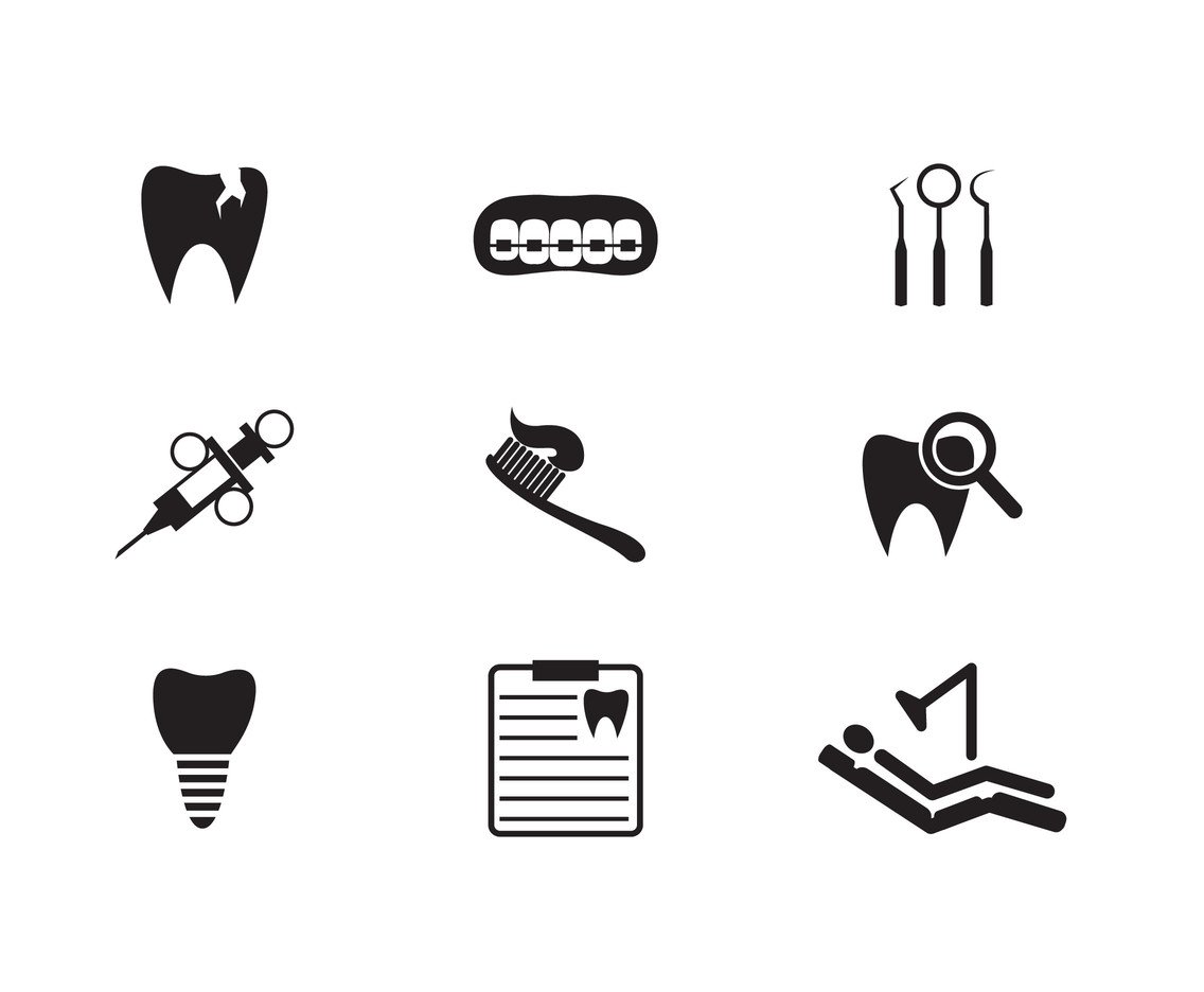 1136x936 Dental Care Icon Set Vector Art Graphics
