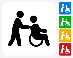 235x185 Wheelchair Caregiver Icon Flat Graphic Design Vector Art