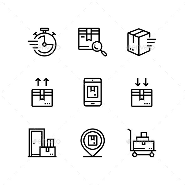 590x590 Delivery, Shipment, Cargo Icons For Web And Mobile Design Pack