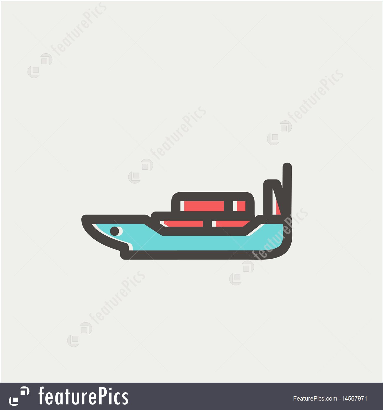 1300x1392 Cargo Ship With Container Thin Line Icon Stock Illustration
