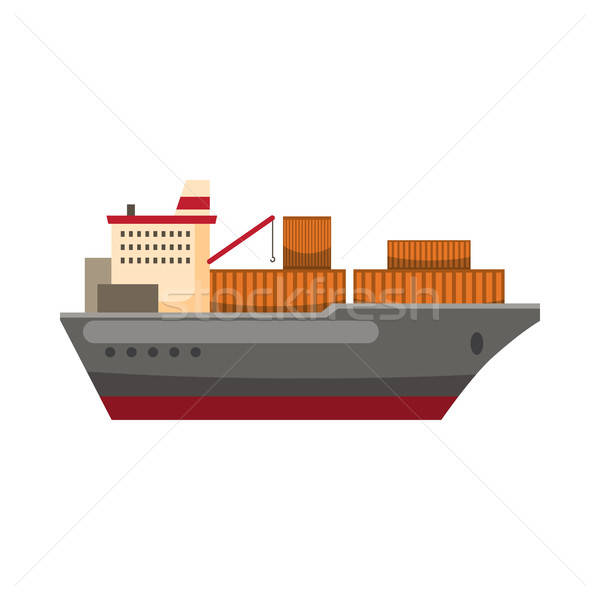600x600 Cargo Ship Icon, Cartoon Style Vector Illustration Ivan Ryabokon