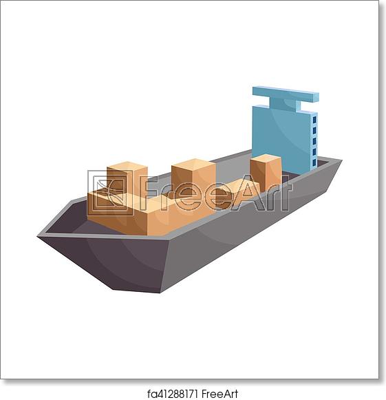 561x581 Free Art Print Of Cargo Ship Icon, Cartoon Style Icon Cartoon