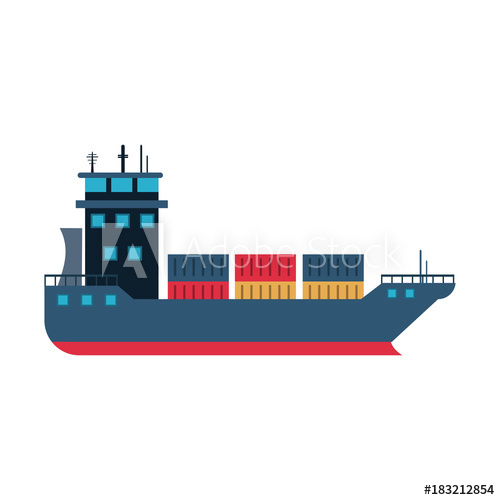 500x500 Freigther Cargo Ship Icon Vector Illustration Graphic Design