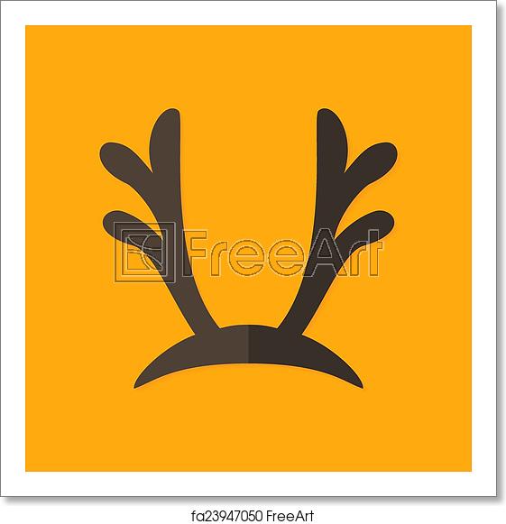 561x581 Free Art Print Of Deer Antlers Christmas Flat Icon Illustration