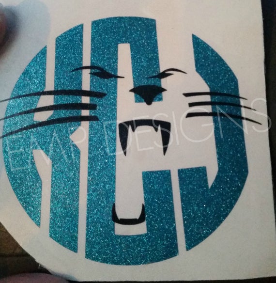 570x584 Carolina Panthers Monogram Vinyl Decal Monogram Panther Face Etsy