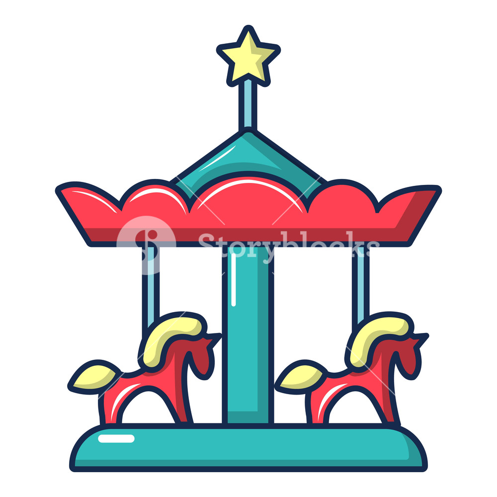 1000x1000 Carousel With Horses Icon Cartoon Illustration Of Carousel