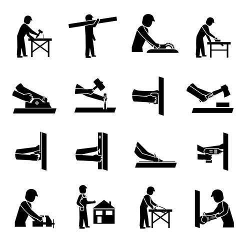 490x490 Carpenter Icons Black Vector