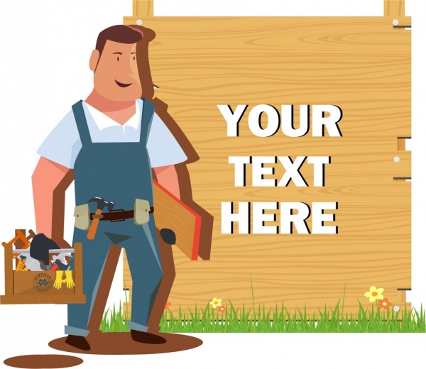 600x520 Carpentry Work Banner Carpenter Icon Wooden Sign Decoration Free