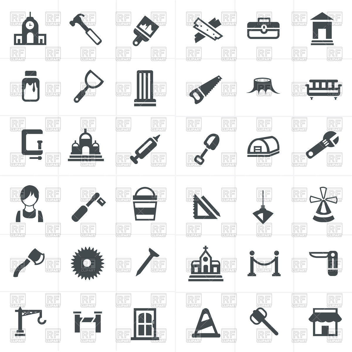1200x1200 Set Of Carpenter Icons Vector Image Of Signs, Symbols, Maps