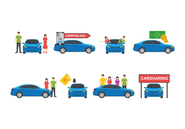 700x490 Carpool Icons Vector