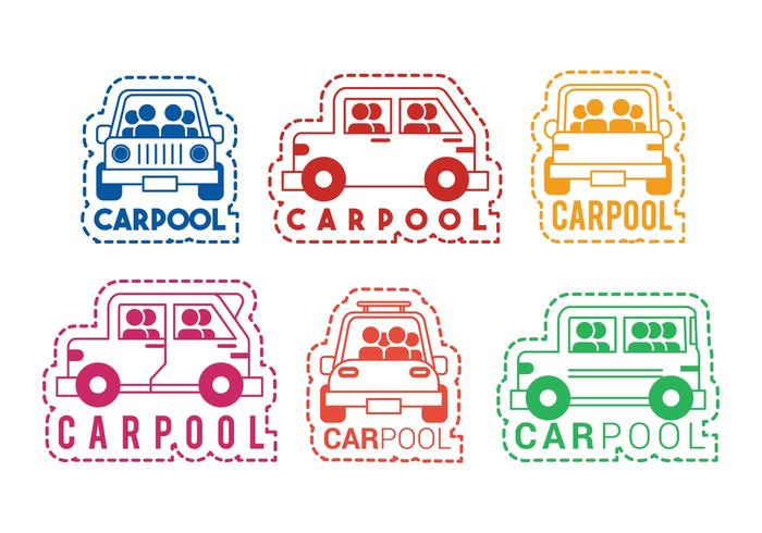 700x490 Carpool Vector Icon Sticker Set