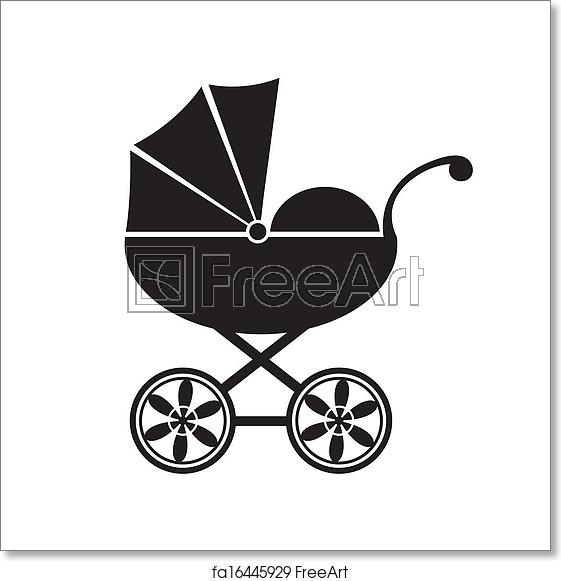 561x581 Free Art Print Of Baby Carriage Cute Black Baby Carriage Icon