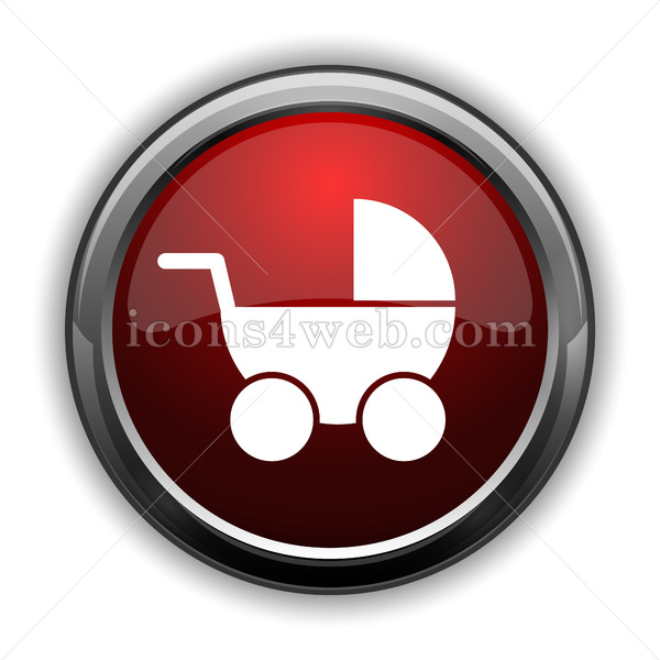600x600 Baby Carriage Icon Red Glossy Web Icon With Shaddow