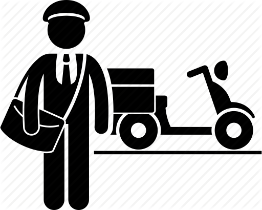 512x410 Carrier, Deliveryman, Letter, Motorbike, Postal, Postman Icon