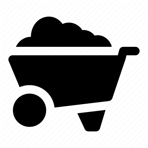 512x512 Agriculture Cart, Dirt Carrier, Farming Tool, Mulch, Wheelbarrow Icon