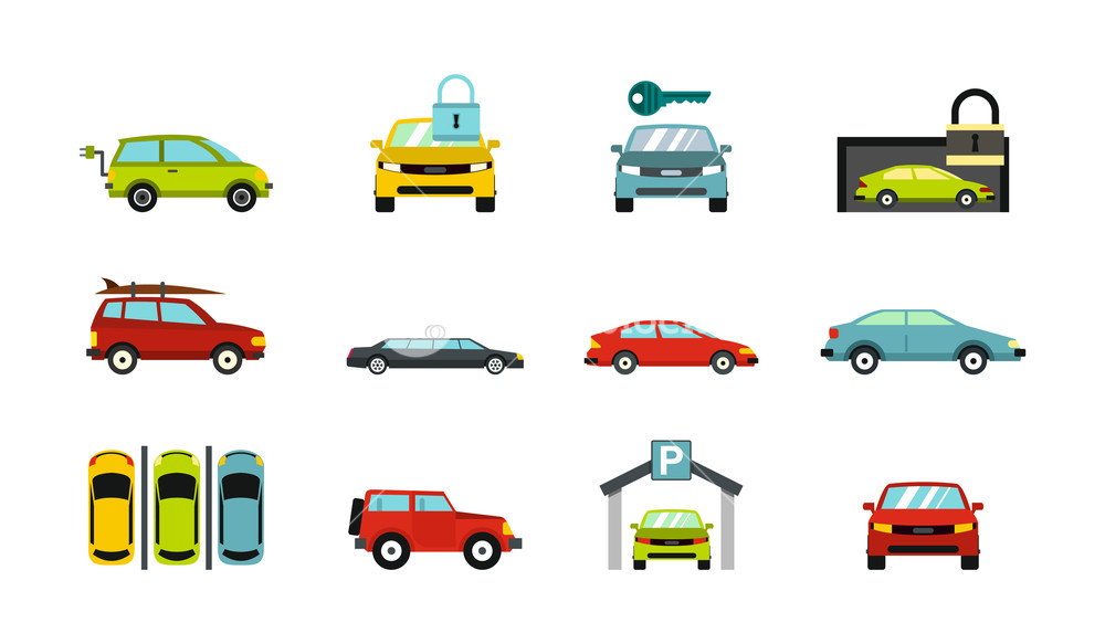 1000x583 Cars Icon Set Flat Set Of Cars Vector Icons For Web Design