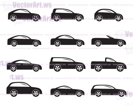 456x358 Silhouette Different Types Of Cars Icons