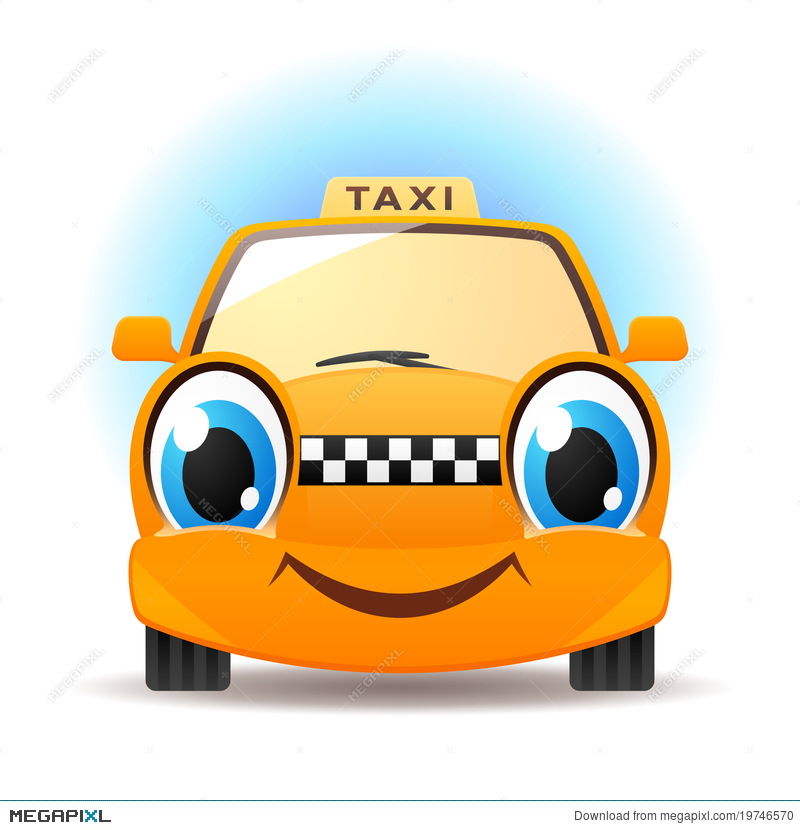 800x830 Funny Cartoon Taxi Vector Car Icon Illustration