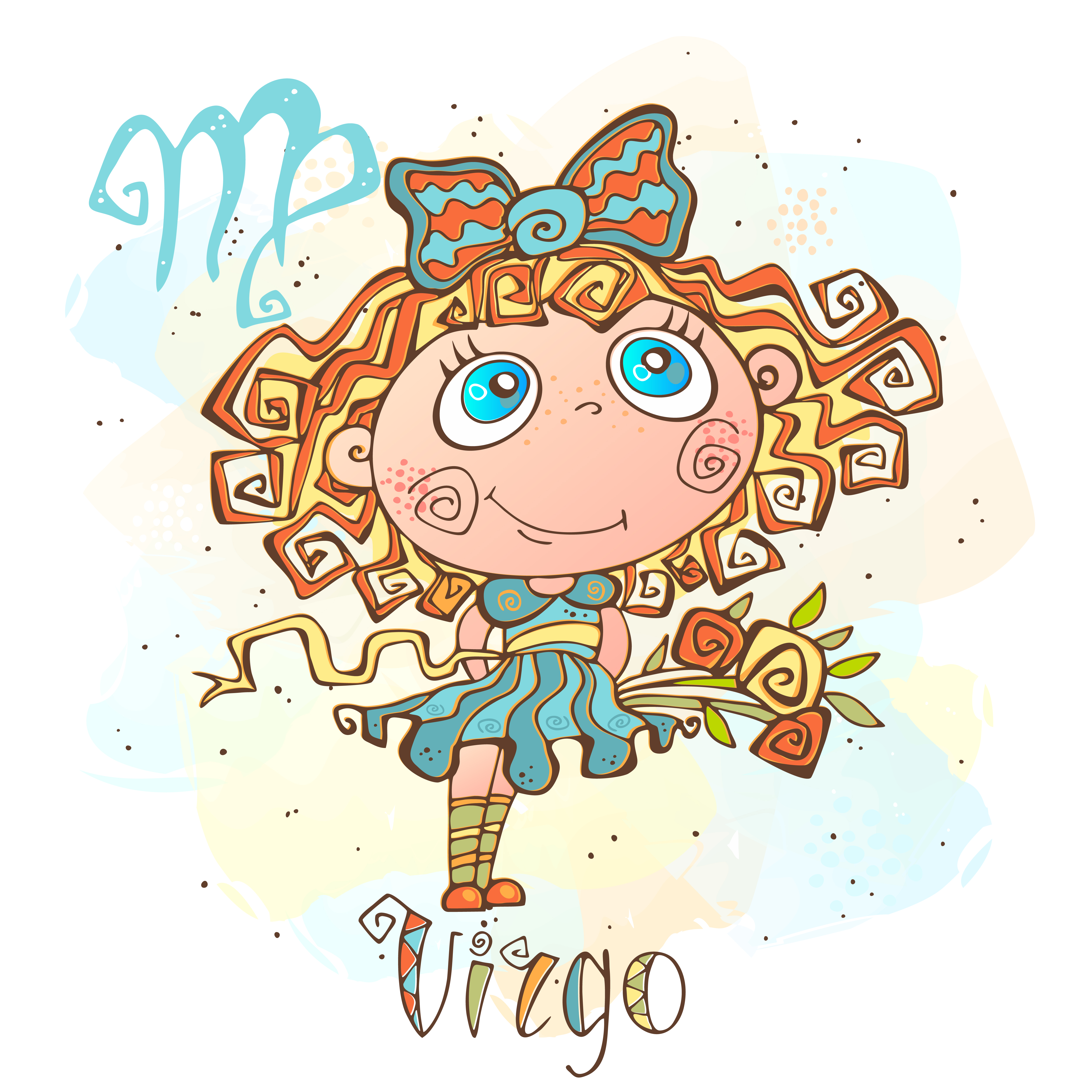 5001x5001 Children's Horoscope Icon Zodiac For Kids Virgo Sign Vector