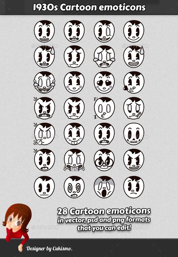 590x850 Cartoon Emoticons Fully Customisable Set Of Icons