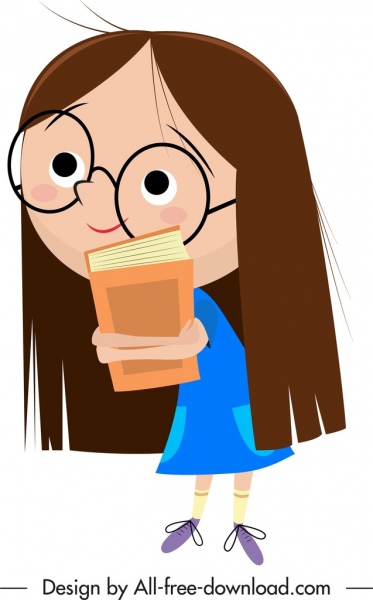 373x600 Student Girl Icon Cute Cartoon Character Sketch Free Vector