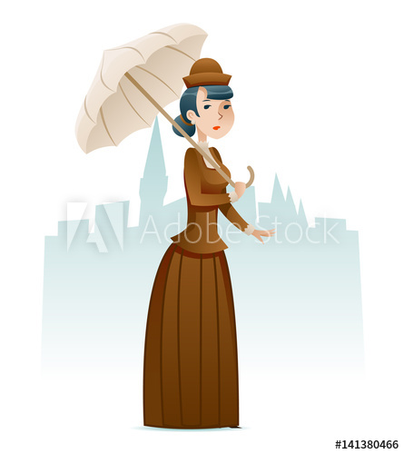 445x500 Victorian Lady Businesswoman Wealthy Cartoon Character Icon