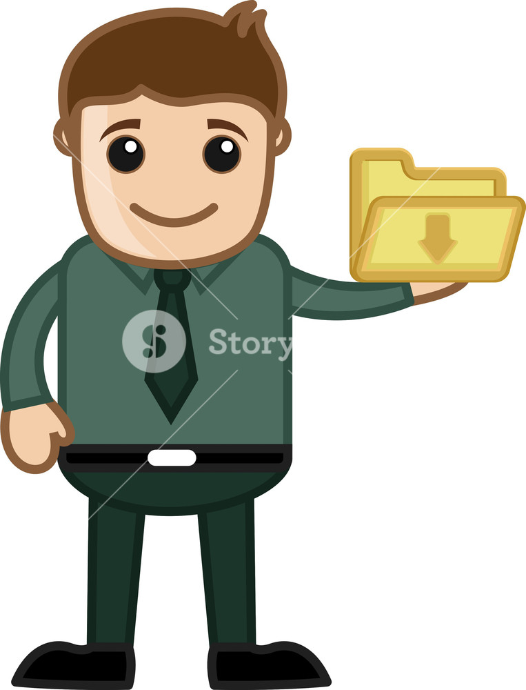Cartoon Character Man Holding Download Folder Icon Royalty Free 763x1000 Cartoon Character Man Holding Download Folder Icon Royalty Free