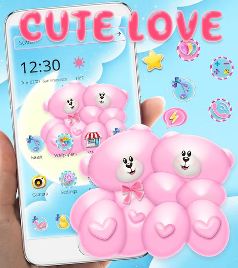 480x540 Cute Bear Love Theme Teddy + Cartoon Icon Pack Download