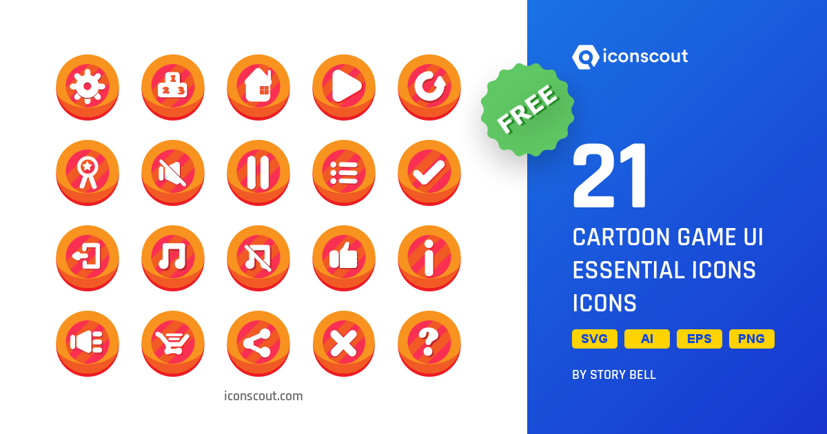 1200x630 Download Cartoon Game Ui Essential Icons Icon Pack