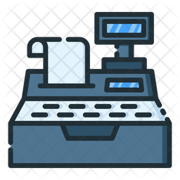 256x256 Cash Register Icon Of Colored Outline Style